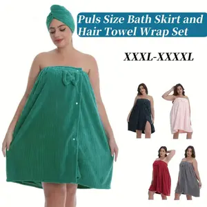 Women's Plus Size Xxl-Xxxxl Bathrobe Set, Lightweight Spa Robe, Adjustable Bathing Towel Wrap, Comfortable Body Wrap, Ideal for After Shower