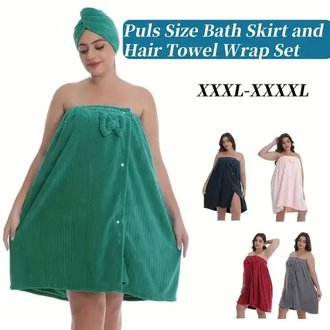 Women's Plus Size Xxl-Xxxxl Bathrobe Set, Lightweight Spa Robe, Adjustable Bathing Towel Wrap, Comfortable Body Wrap, Ideal for After Shower Fabric, Oversized Bathrobe