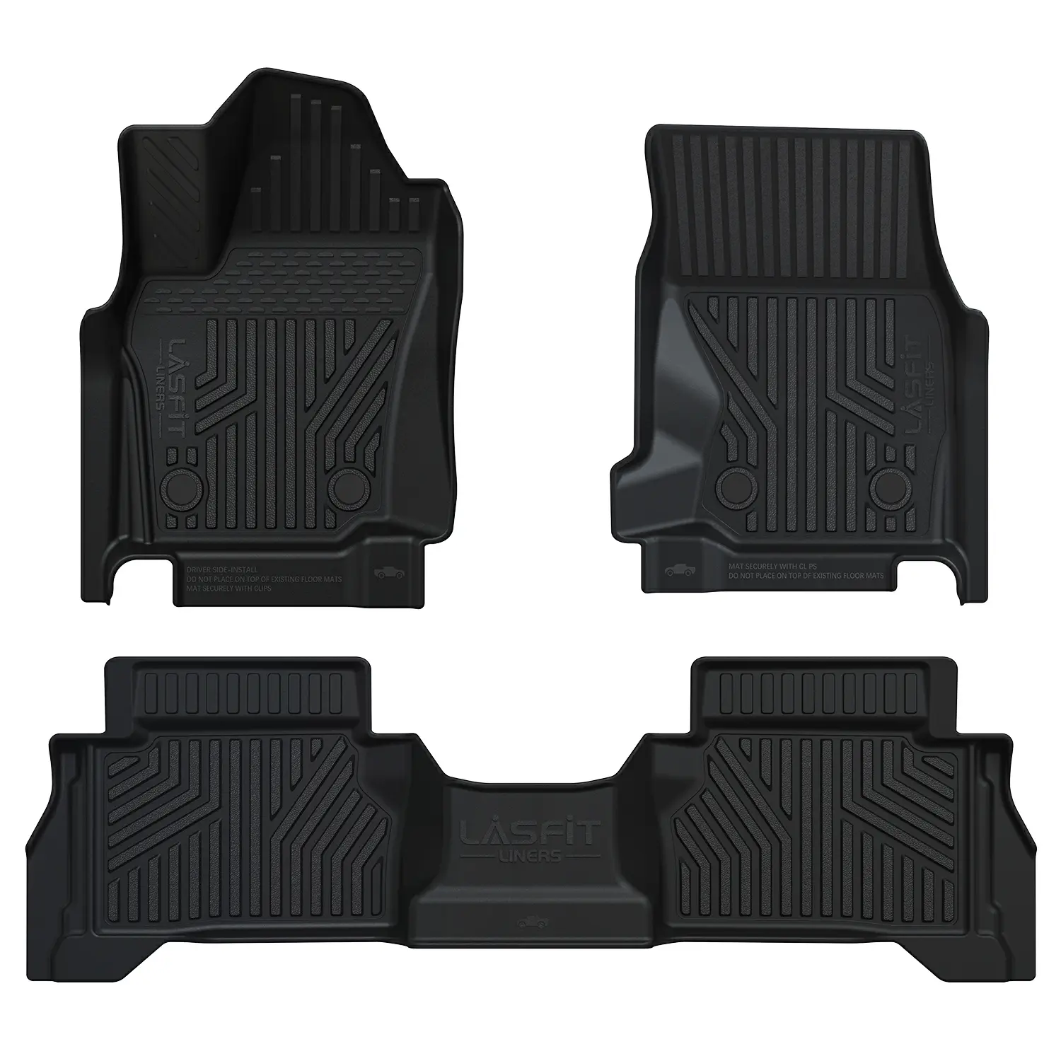 Lasfit Pre-Cut Floor Mats for 2024-2026 Toyota Tacoma Double Cab Only, Synthetic Waterproof Vehicle Interior Accessories with Deep Grooves Trap Mud, Edge Covering, 3D Scan Corners for Fit, Pre-Cut Fit