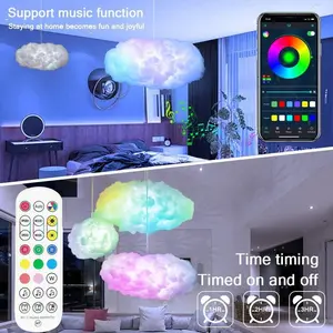 Smart RGB Cloud Lamp with APP Control & Voice Command, USB Music Sync Light, DIY Room Decor Nightlight, Rainbow Color Changing LED Lamp