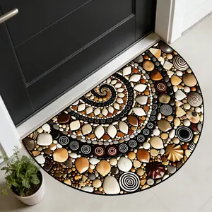 Creative Pebble Pattern Door Mat, Half Round Entrance Rug, Decorative Rug, Washable Indoor Outdoor Mat, Suitable for Entryway, Kitchen, Bathroom, Patio, Balcony
