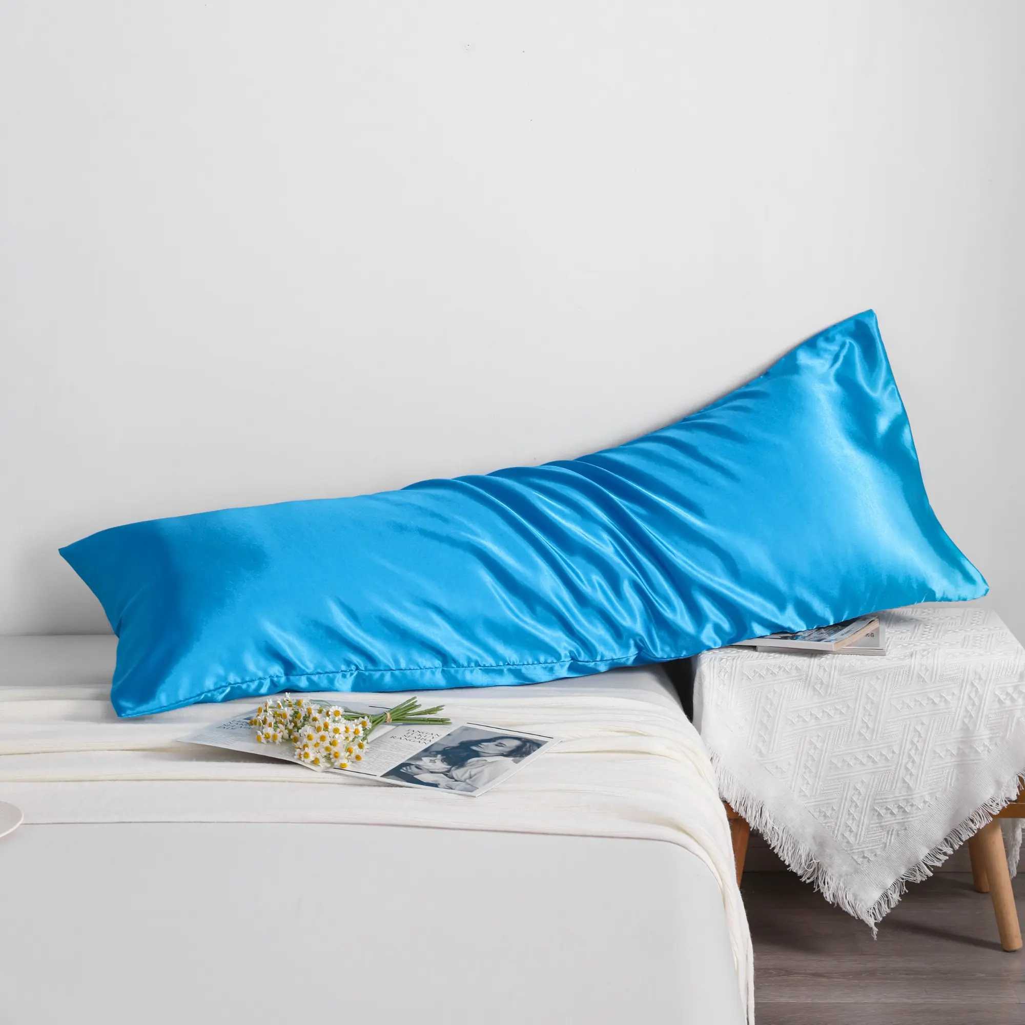 Luxury Ice Silk Pillowcase - Crochet Cooling Bedding, Breathable Wrinkle-Resistant Silky Sheets Fabric, Anti-Bacterial Ultra-Silky, Machine-Washable, Envelope-Close Closure for Gentle Skin Care & Improved Sleep Quality