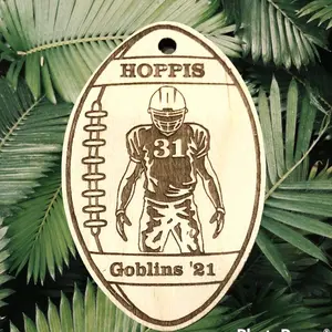 Football player, laser Engraved ornament, personalized ornament, stocking stuffers - Custom order Decor Hanging