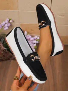 Women's Casual Slip-On Loafers with Crystal Butterfly Decor, PU Leather Upper, Rubber Sole, All-Season Comfortable Flats