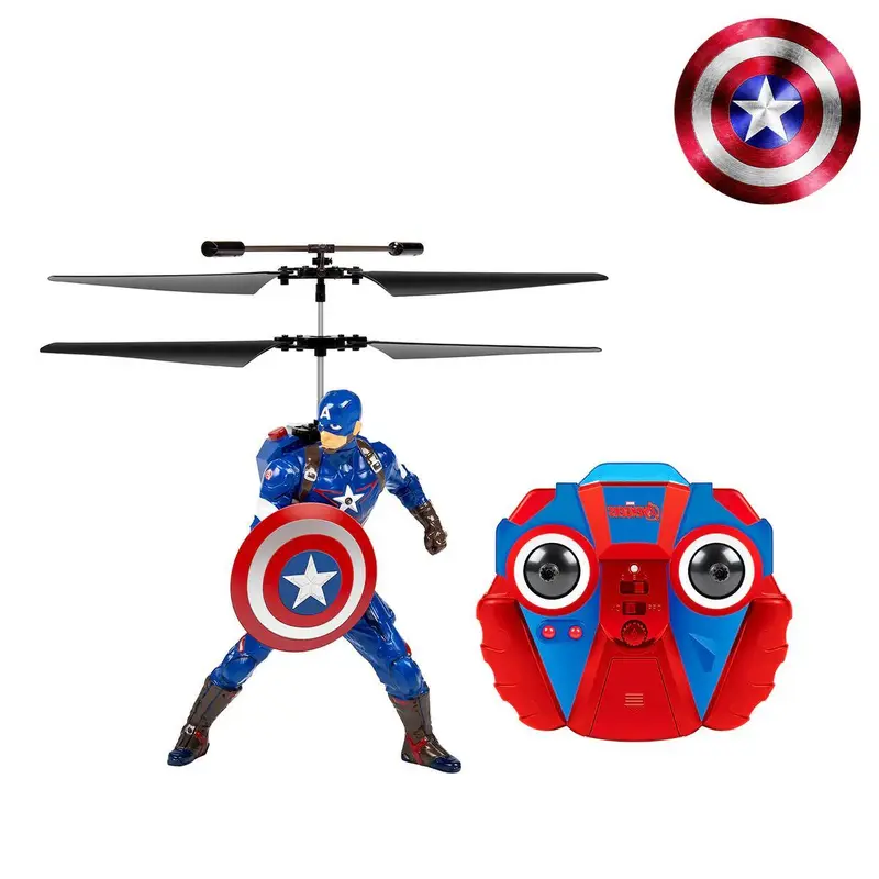 World Tech Toys Licensed RC Flying Figure Helicopter 2CH – Iron Man, Spider-Man, Captain America, Batman, Superman & Sonic– LED Lights, Gyro Stabilization, Kids Ages 6+, Battery Not Include