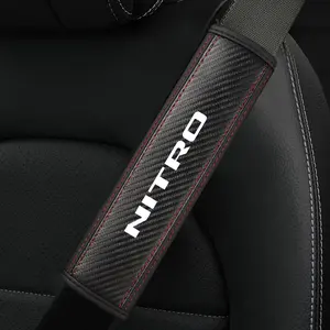 Dodge Nitro Car Accessories, Car Interior Decoration, Seat Belt Shoulder Cover, PU Leather & Carbon Fiber Stripes, Enhances Driving Comfort, 1/2 Pcs