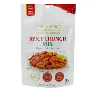 First Choice Candy Spicy Crunch Mix, Chamoy Chili Sweet Heat, Peanuts Corn Nuts Mango, Gummy Bears, 4 oz Resealable Bag (PACK OF 3)