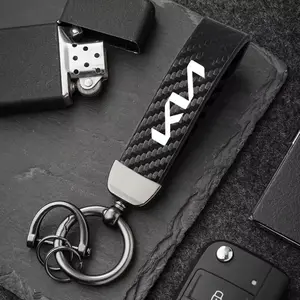 Car Carbon Fiber Keychain Anti-Loss Lanyard Key Ring for Kia Picanto Rio Forte K3 K4 K5 Optima Sonet Stonic Seltos Portage Carnival Ceed Kn Ev3 4 5