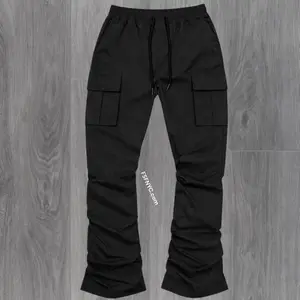 Rebel - Stacked Nylon Cargo Pants (Black) 422