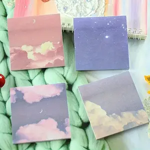 Random Color Cloud Pattern Sticky Note (4 Counts/set), Self Adhesive Memo Pad, Sticky Note Pad for Students and Office, Ideal for Students and Office Workers, Multiple Uses, Convenient, Smooth Writing, Office Stationery & Supplies