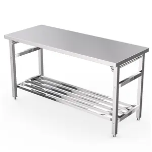 Heavy Duty Stainless Steel Folding Office Table - 60x24 Inch - Adjustable Undershelf - Portable Commercial Work Desk for Kitchen, Restaurant, or Office