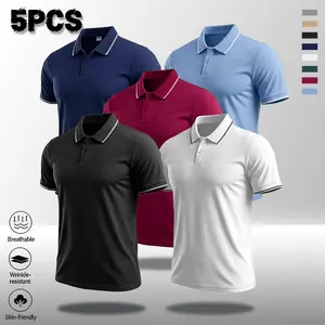 Clean Gent Men’s Quick-Dry Polo Shirt, Pack of 5 — Breathable, comfortable fabric suitable for business commuting, sports, and fitness; available in multiple colors and easy to pair.