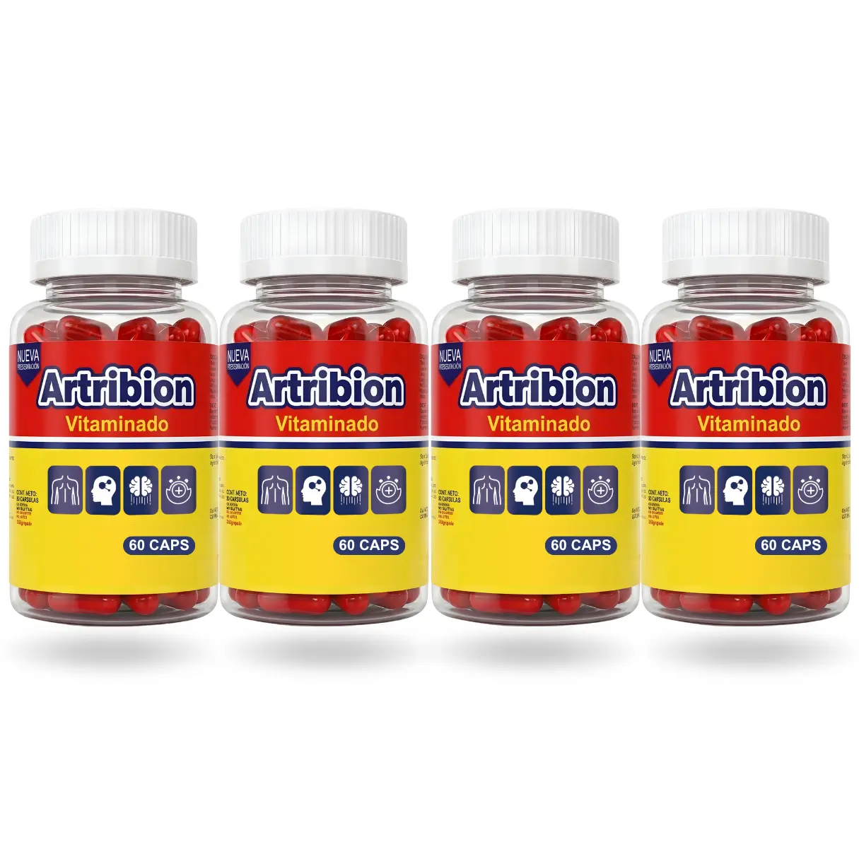 4 PACK Artribion Vitaminado 60 Capsules glucosamina  colageno vitamina natural dietary