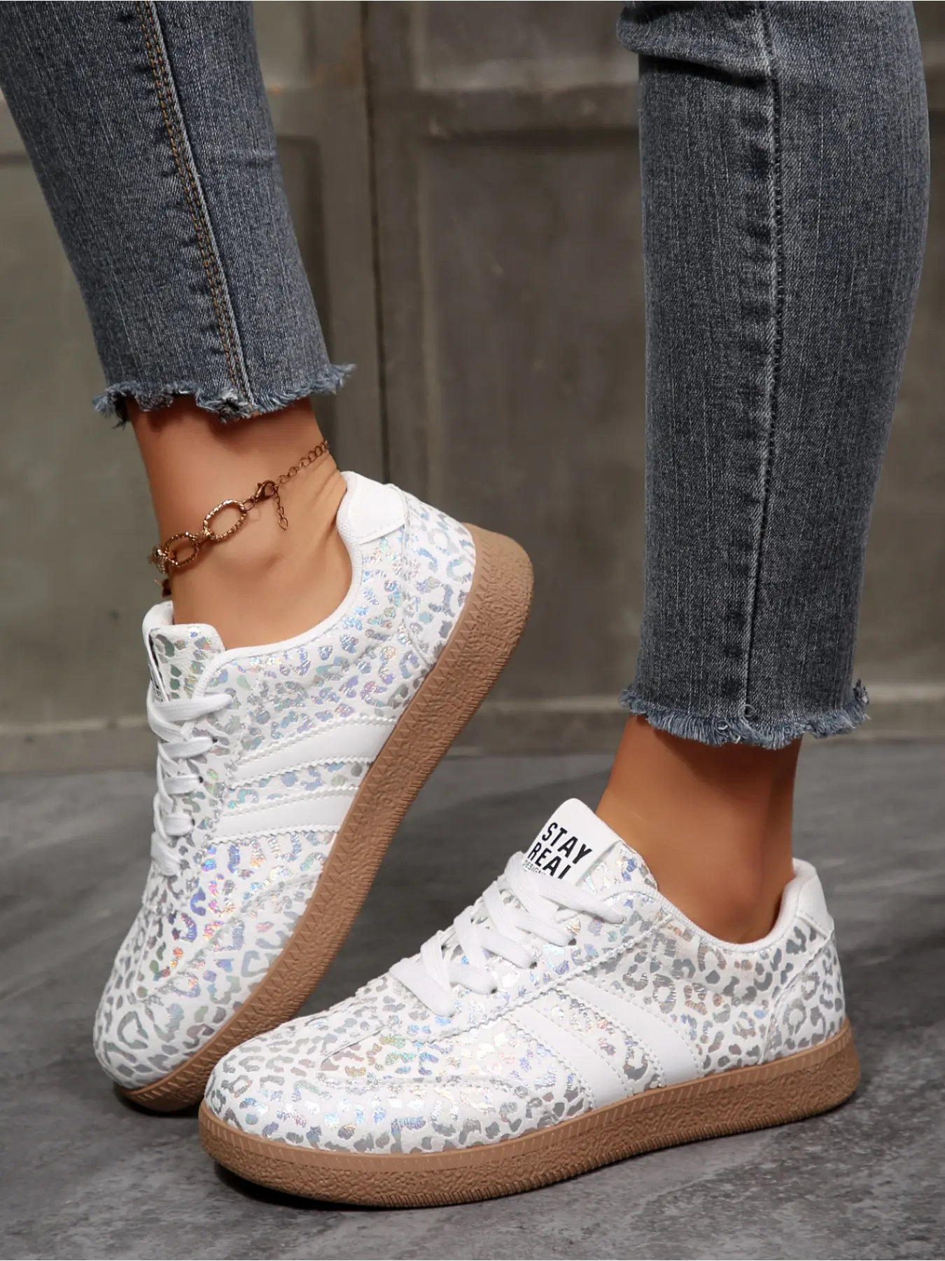 Women's Vintage Glitter Sneakers, Soft Sole Breathable Comfort Shoes, Versatile Casual Footwear for Daily Wear & Stylish Trainer, Walking Shoes, Casual Trendy Trainers, Casual Sneaker Flat