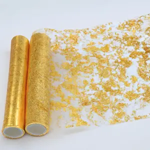 2 count  Table Runner - Sequin Glitter Foil Metallic Thin Mesh Runner Roll(11"x108") for Centerpieces Birthday Wedding  Decor