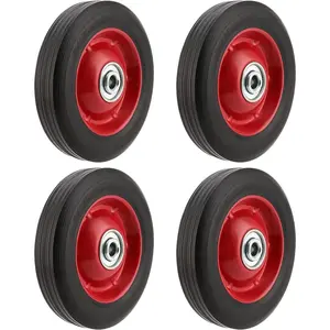 4 count 8 Inch Solid Rubber Tire, Flat Free Solid Rubber Wheels, Hand  Replacement Wheels, 1/2-Inch Axle Hole, 220 lbs Max Load-Bearing Capacity
