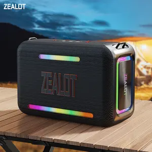 120W【ZEALOT】Portable wireless speaker, Bluetooth high fidelity sound and audio, RGB ambient light, outdoor IPX6 waterproof, 24000mAh long battery life, supports TWS pairing/USB/TF/AUX/BT smartphones. Ideal choice for family/car/party/camping/gift giving