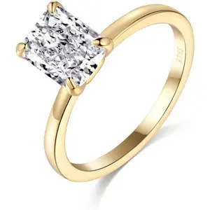 2CT  Radiant Cut  D Color VVS1 18K White Yellow Gold Vermeil Promise Rings for women princess cut ring Wedding Band engagement ring for me Claw Setting