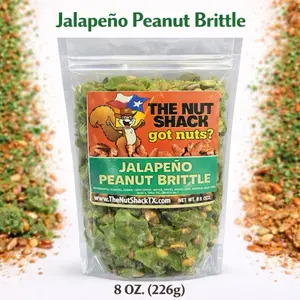 The Nut Shack Jalapeño Peanut Brittle Half Pound Resealable Bag Vegan Gluten-Free Protein Rich Texas Style Snack