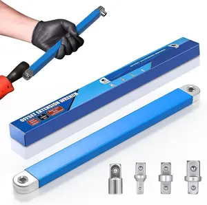 Impact Ready Offset Extension Wrench 1/2" 15" Tight Reach Socket Wrench Tool with 1/4" 3/8" Square Drive Adapter for Stable Use