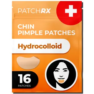 PatchRx Chin Pimple Patches (12 Pack), Remove Chin Acne Overnight with Large Hydrocolloid Acne Patches For Blemishes on Chin, Cheek, Forehead