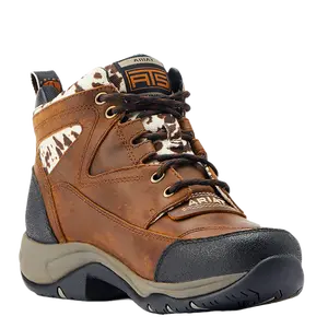 Ariat Ladies Terrain H2O Distressed Brown & Speckled Cow Print Boots 10044538