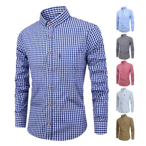 Men's 100% Cotton Checkered Plaid Shirt - Breathable, Wrinkle-Resistant, Tailored Fit Long Sleeve for Fall Winter, Classic Collar, Chest Pocket, Umbrella Hem, Machine Washable Business Casual Fabric Top for Layer Wear (S-XXXL) | Pair with Jeans, Sweater