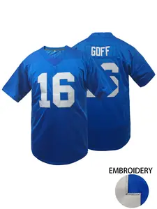 Men's Detroit #14 Blue Football Jersey, Detroit Classic Embroidered Style - Loose Fit V-Neck Short Sleeve American Football Sports Wear, Suitable For Casual Daily Wear, Match Training And Streetwear Style, Christmas Gift, Unisex
