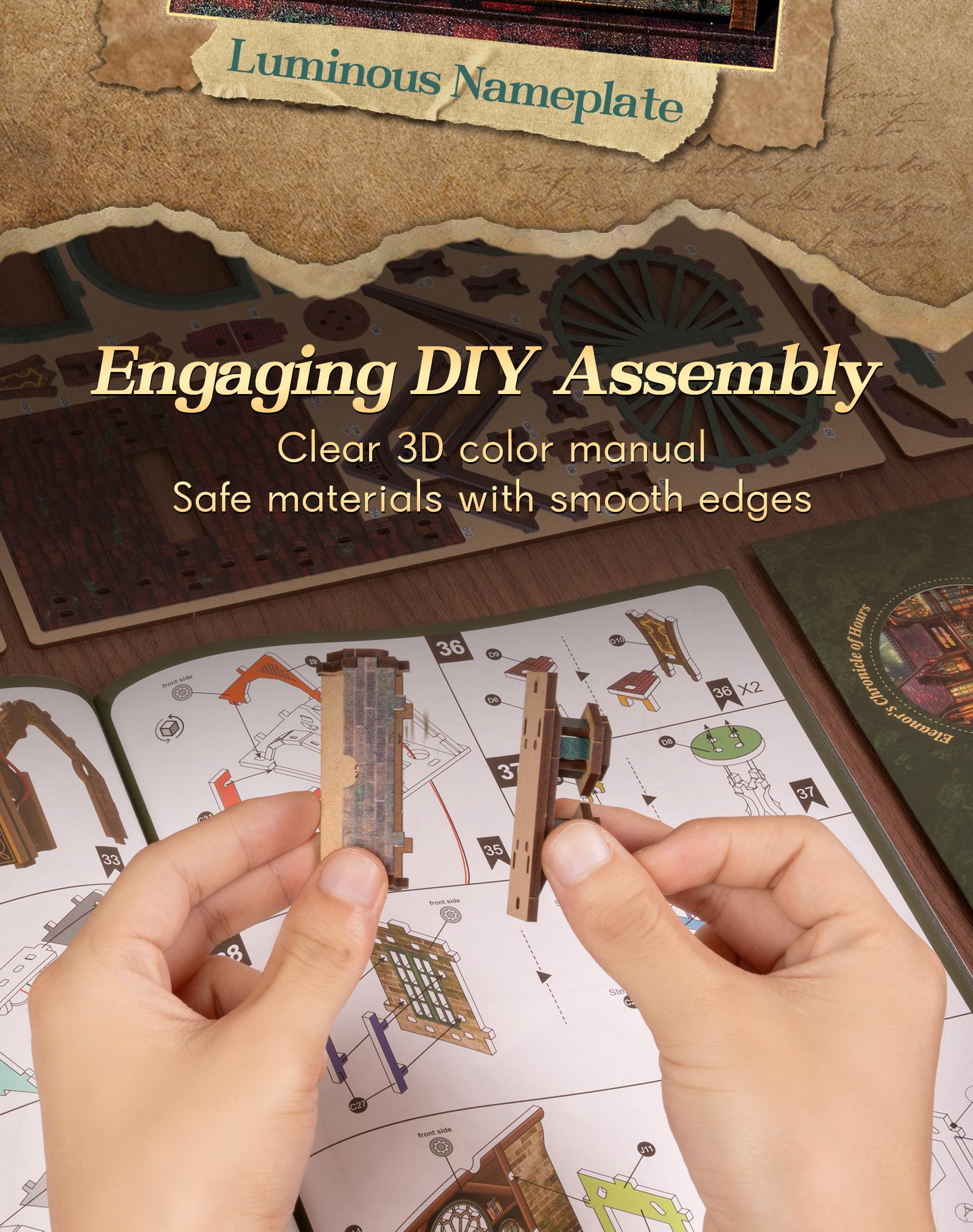 FUNPOLA 3D Wooden Puzzle Magic Bookstore with LED Lights - DIY Miniature Kit, Spellbound Bookshop, Home Décor Display, Creative Gift for Adults and Teens - DealsForYouDays