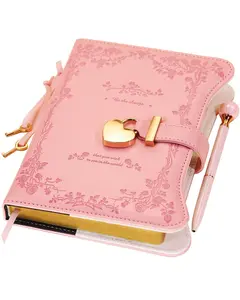 Locked journal gift set with key for girls, 360° gold-edged notebook for women, B6 refillable diary with pen and bookmark