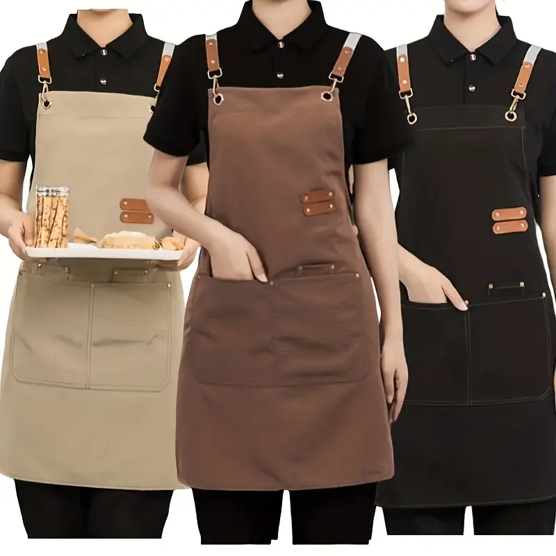 A Multi-Purpose High-Quality Canvas Restaurant Apron With Pockets, Suitable For Both Men And Women. It Is Perfect For Coffee Bars, Restaurants, Kitchen Cooking Aprons And Fashionable Waist Workwear.