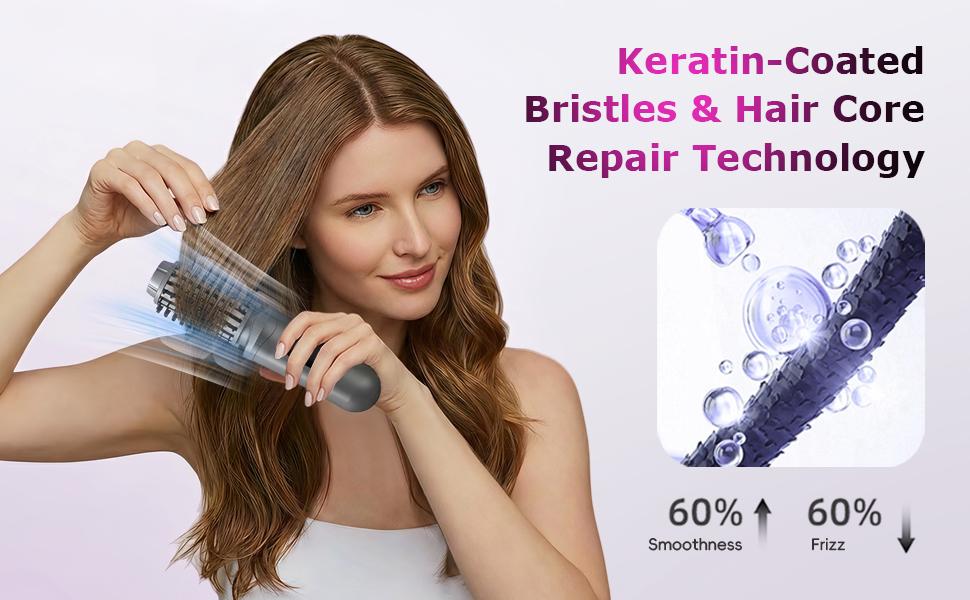 Cordless Hair Straightener Brush, Mini Hair Curling Iron Brush with 3 Temprature Controls, Anti-Scald Rechargeable Hair Curler with LCD Display, Anti-Frizz, Fast Heating for Styling & Travel