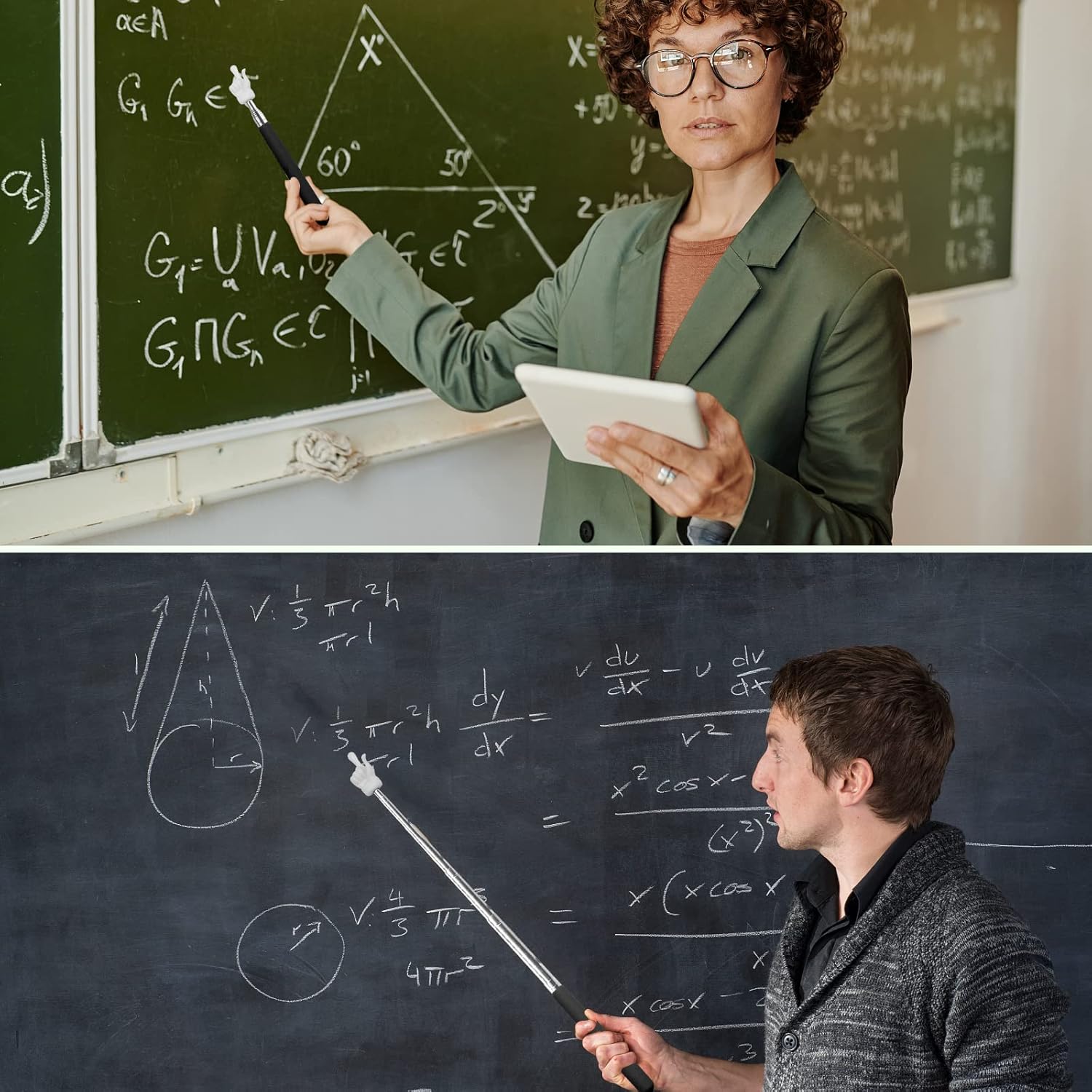 MUNBYN 2Pcs Telescopic Teachers Pointer - Extendable Hand Pointer Stick, Mini Retractable Classroom Pointer for Elementary & Kindergarten Teachers. Ideal for Classroom Supplies and Office Gadgets