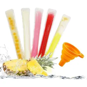 160 Disposable Ice Popsicle Mold Bags|  Freezer Tubes With Zip Seals | For  Snacks, Yogurt Sticks, Juice & Fruit Smoothies, Ice Candy Pops| Comes With A Funnel (11"x2")
