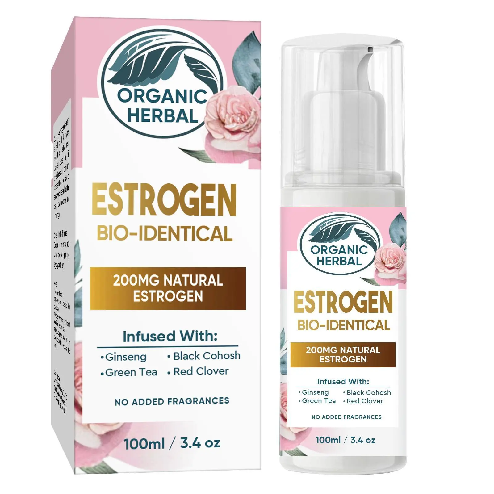 Herbal Relief Cream with Red Clover & Ginseng for Hormonal Balance & Menopause Relief, Moisturizing Body Lotion for Face & Body Care, 100ml, Moisturizers, Cosmetic, Lotions, Vegan, Non Toxic, Adults, Fragrance Free