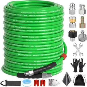 Zebra Clean Pressure Drain Cleaner Hose Pressure Washer Sewer Jetter Kit ,1/4 Inch NPT Corner with Pressure Drainage Tips,Rotating Sewer Jetting Nozzle