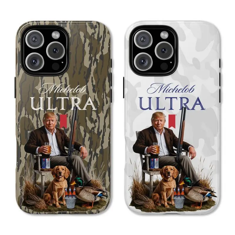 Michelob Hunter Donald Trump Camouflage Themed Smartphone Casing - Premium Matte Texture Handheld Cellphone Case with Shockproof, Anti-Drop, Anti-Fingerprint Protection for iPhone 17,16,15,14,13,12 (Pro Max, Pro Plus) & Samsung S25,S24,S23,S22 Devices, Ac