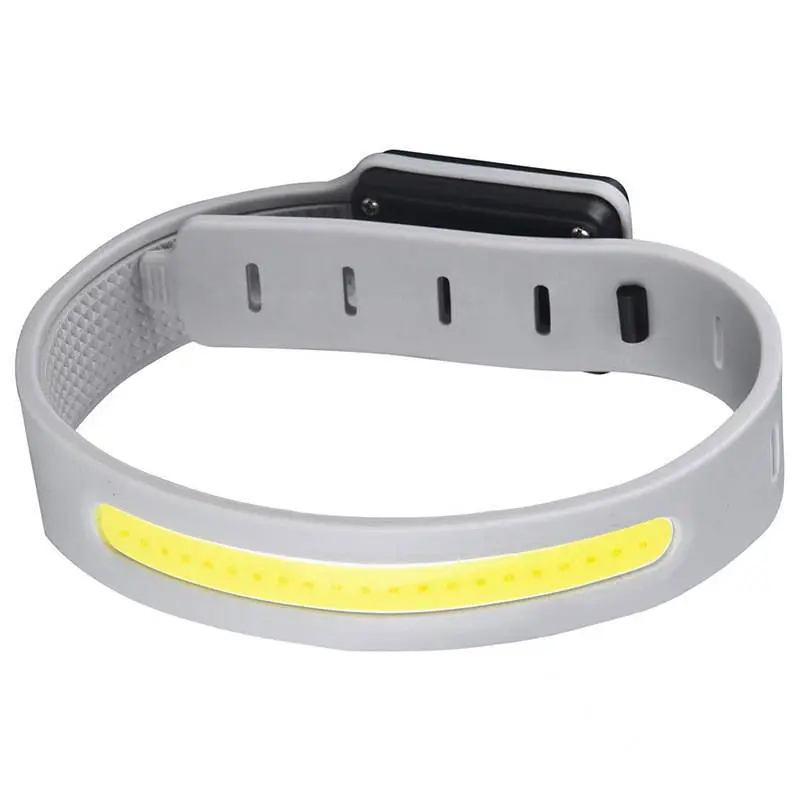 Rechargeable COB Outdoor Running Light, Adjustable LED Safety Armband with Red Warning Light, Lightweight Wearable Light for Night Running, Jogging, Walking, Cycling and Outdoor Sports, Gray