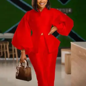 Spring/Summer 2025 New Two-Piece Pants Set for Women – Solid Satin Blouse and Long Trousers, Fashionable African Style, Suitable for Office Work, Matching Set, Lightweight Suit, Short Sleeve
