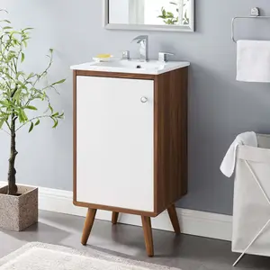 Modway Transmit 18" Bathroom Vanity in Walnut White