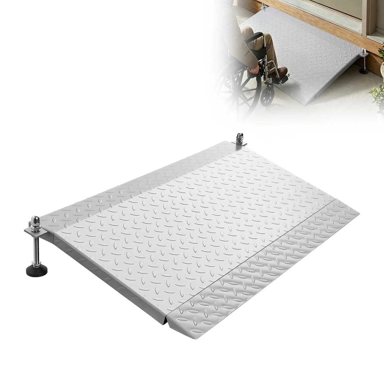 【summerfinds】VEVOR Threshold Ramp for Doorways, 42.5 x 23.2 in, Platform Aluminum Wheelchair Ramp with Adjustable Height, Non-Slip Door Threshold Ramps, 1000 lbs Capacity, for Home Steps, Wheelchairs, Walkers