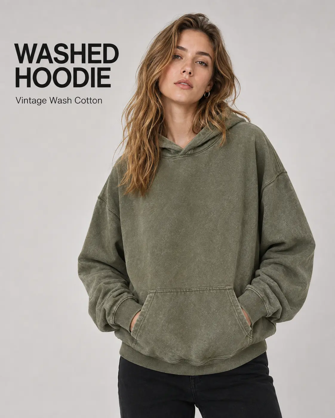 [Hot Pick][Ships Fast] Men's & Unisex 100 Cotton Olive Green Hoodie, Vintage Cold Wash Loose-Fit Printed Pattern Pullover Hooded Sweatshirt, Classic Cozy Trendy for Outdoor Casual Daily Wear