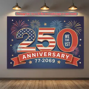 2D Flat, 1pc 250th Anniversary Wall Banner - Celebration Decoration Suitable for Home, Office & Party Decor with Multicolor, Year-Round Use for 250 Years Events, Room Background Cloth for Birthdays, Weddings, Corporate Events, 2D Flat