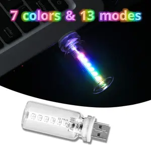 USB Car Interior LED Ambient Light – Touch Control Mood Light with 13 Color Modes, Dimmable LED Light Strip for Car, Nightstand, Camping, Party – Portable, Low Power(Clear LED) Car Accessories
