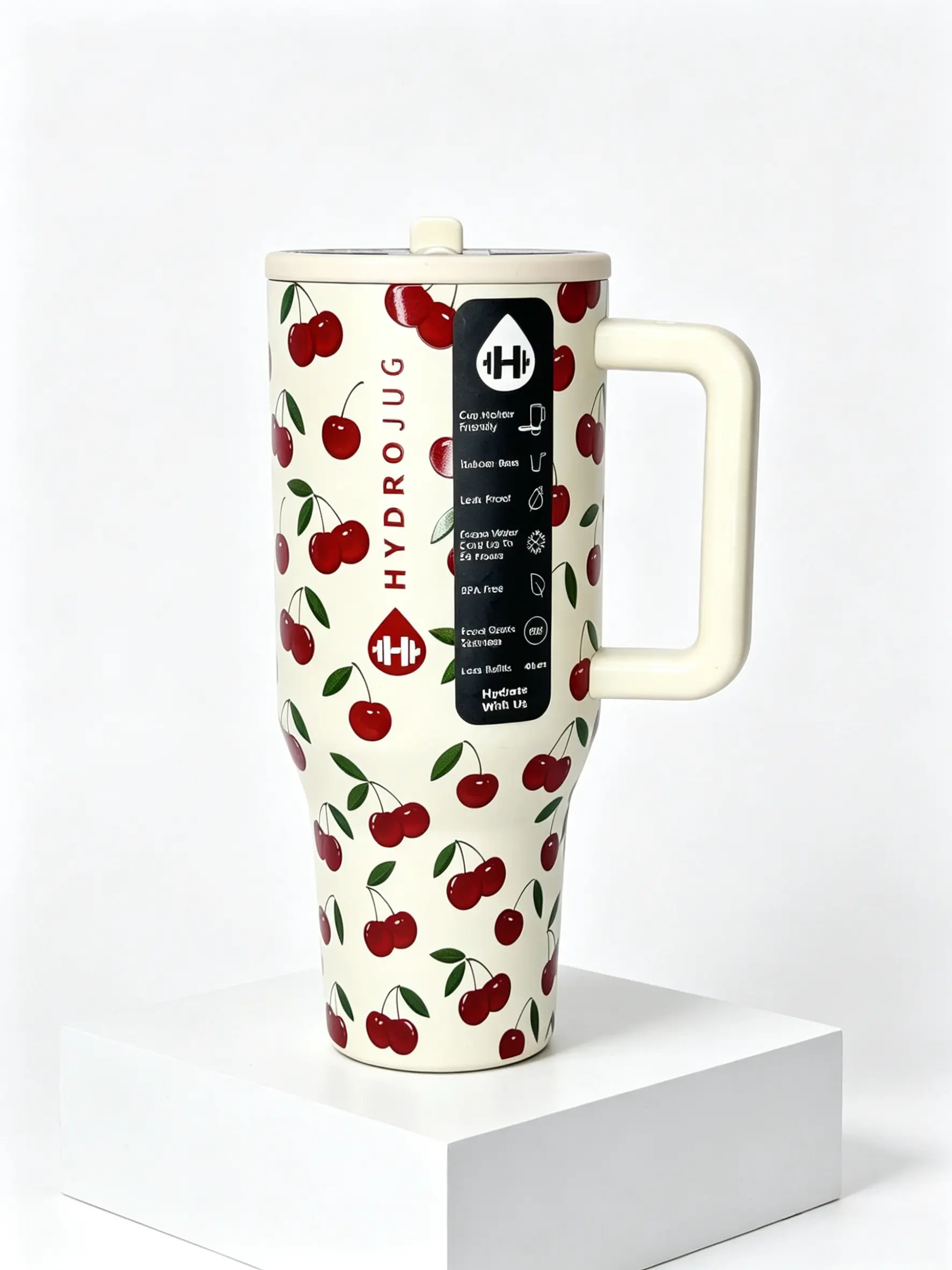 🍒 HydroJug Traveler Limited Edition "Cherries" | 40oz Insulated Tumbler with Red Cherry Pattern ✨