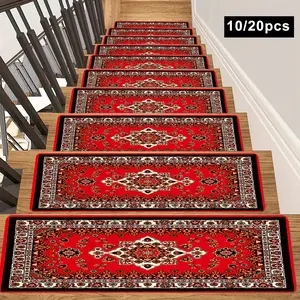 10-Piece Non-Slip Stair Mats, 8x30 Inches Washable Foldable Carpet, Anti-Mold, Durable, Safe for Seniors & Pets, Universal Setting, Boho Area Rug, Boho Runner Rug, Machine Washable Rug, Boho Rugs