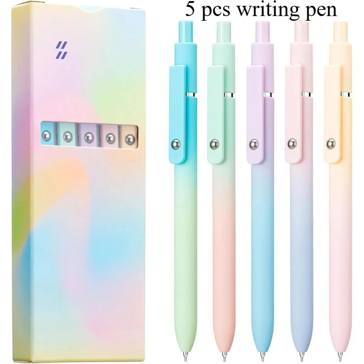 5-Pack Morandi Retro Color Click Pens - Smooth Writing For Students And Office Use