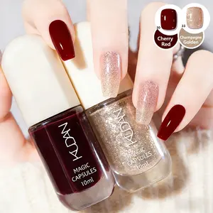 KUDAN 2Pcs Cherry Red & Champagne Golden Glitter Nail Polish Set - Nail Care Quick Dry No-Bake Salon-Quality Trendy Nail Polish Duo forHoliday & Festival Nails, New Year Manicure, Valentine’s Day Nails, Glam Nails, DIY Manicure, Romantic Nail Art