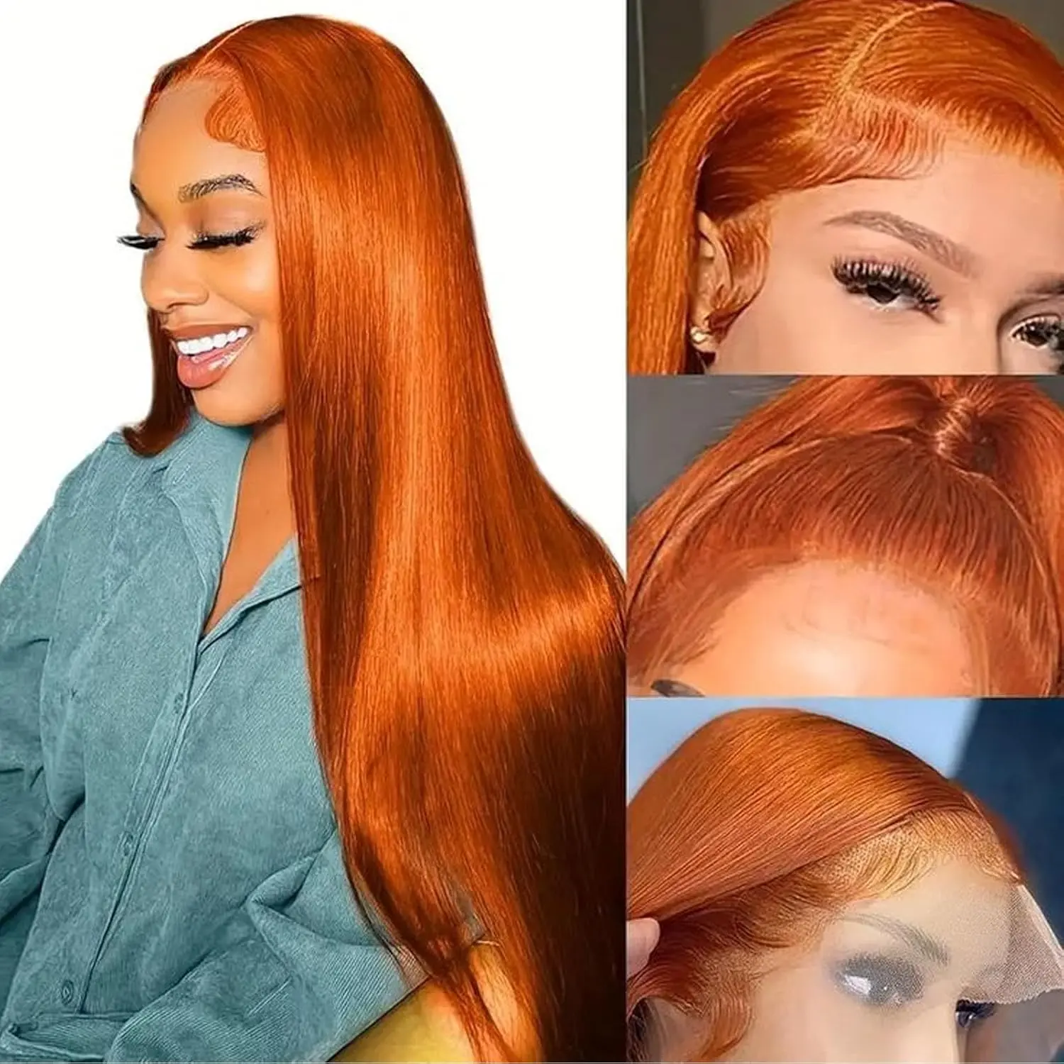 lumihair Ginger Yellow 13x6 Lace Front Wig 30 Inch Long Straight body wave Baby Hair Sun Orange Color for Stylish Looks Pre Plucked Natural Hairline Fashion women's wig cute and sexy wig ,Do Not Bleach, Dye, or Use High Heat，summerwig，budgetfriendlywigs