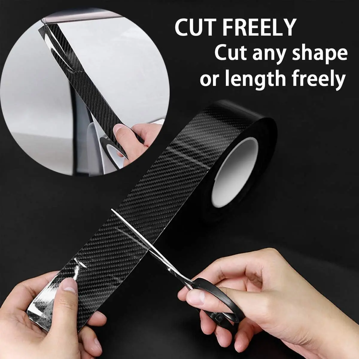 High-Gloss Black Carbon Fiber Textured Self-Adhesive Automotive Wrap Roll - Scratch-Resistant, Waterproof, Wear-Resistant Car Exterior Protective Tape Stickers, Vehicle Accessories, Car Detailing Products